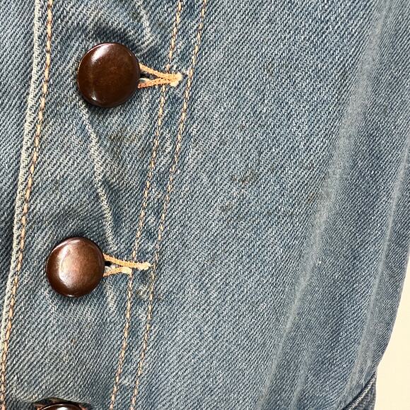 Vintage 70s Moods by JCP Denim Overalls Bib Flared Womens 32 Button Front Unisex - Picture 8 of 12